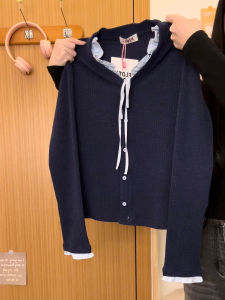 Butterfly Knot Knitted Open Cardigan Long Sleeve Womens INS Slim Fit Inner Wear Top Polyester Fiber V-neck Short Style