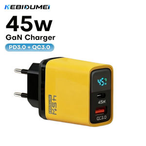 kebidumei | KEBIDUMEI 45W GaN Charger with LED Display USB Charger Type-C QC 3.0 Quick Charger EU Adapter USB C Fast Charge for Phone