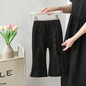 Spring 2026 Korean Style Ruffled Bell Bottom Long Pants for Girls