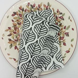 20pcs Modern Art Deco Napkins Black Geometric Leaf Pattern on White 2-Ply 33x33cm for Cocktail Party Wedding Table Decor