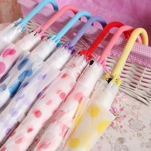 ร่มยาวลายจุด/ร่มกันฝน แบบใส/ร่มใสสีรุ้ง Colorful ร่มคุณภาพดี พกพาสะดวก มือจับทนทานต่อการใช้งาน (10 ชุด)