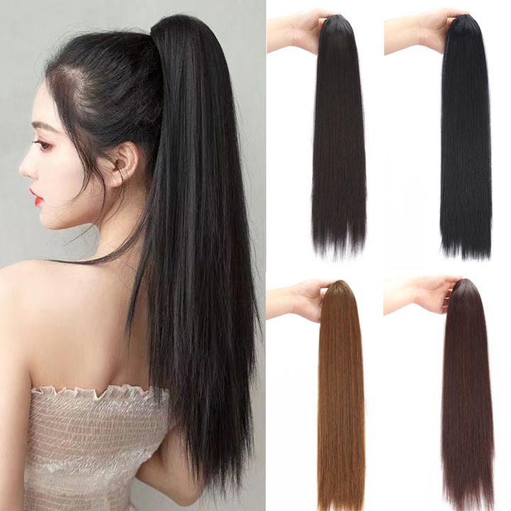 YAN K 55cm Long Straight Ponytail Claw Clip in Hairpieces Wig Women s Fake Hair Extensions Lazada PH