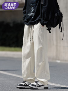 กางเกงลำลองชายทรงหลวมสไตล์อเมริกันย้อนยุคลายทาง กางเกงขายาวทรงตรง กางเกงขายาวทรงตรง ทรงหลวม กางเกงขายาวลำลอง