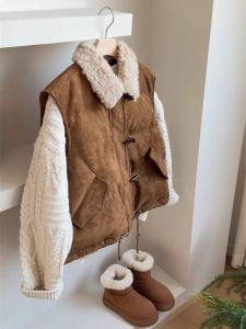 SHIMO | Suede Down Womens Vest Small Figure Short Winter