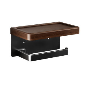 TAOSHI | Walnut Wood Toilet Paper Storage Rack Wall Mounted No Drilling