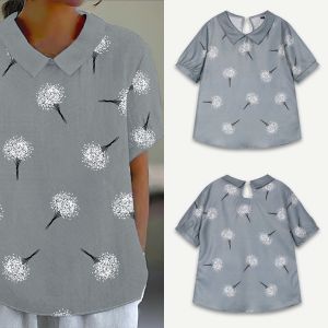 2025 Cotton Linen Shirts Womens Floral Shirts Pure Cotton T-Shirts Hawaiian Shirts Loose Collar Shirts Simple And Versatile Casual Womens Clothing