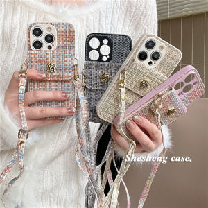 Creative Tea Rose Card Holder Crossbody Strap Compatible with  11/12/13 pro Max Luxury Feel 16 Womens plus New Fashion Mobile Phone Case