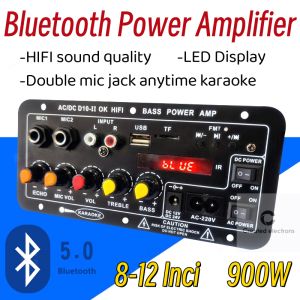 Amplifier Bluetooth Mini Full Bass dengan Layar Digital & Papan Pengamplasan untuk 8-12 Inci Speaker AC 220V-DC 12V-24V