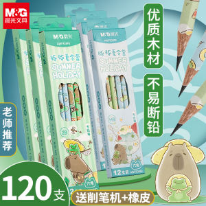 Mornings Light Capybara 2B Pencils Safe Non-Toxic with Eraser Head for Kindergarten Children Easy to Hold Durable Leads