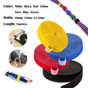 5M/Roll Reusable Self-Adhesive Cable Ties Hook Loop Fastener Straps for Wire Organizer 10/12/14.5mm Width