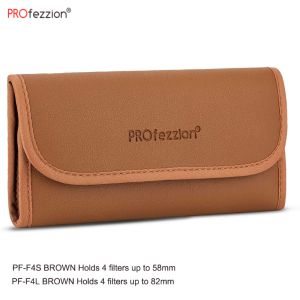 PROfezzion 4-Pocket Foldout Filter Pouch for 58mm or 82mm Camera Lens Round FilterShock Resistant & Anti Scratch Photography Filter CaseFilter Carry Case with Microfiber Cleaning Cloth