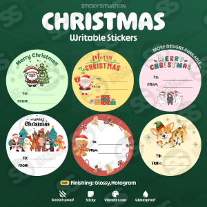 Writable Christmas Day Stickers – Stickers for Goodie Bags – Gift & Present Stickers