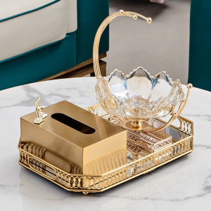 ช่องเก็บกระดาษเช็ดหน้าระดับไฮเอนด์สำหรับตกแต่งบ้านสไตล์หรูหรา ชามใส่ของตกแต่งโต๊ะกาแฟสำหรับห้องนั่งเล่นในร้านเสริมสวย