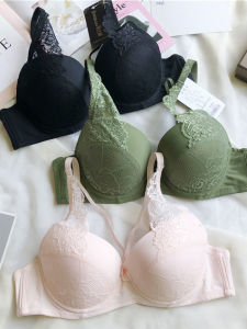 Adjustable Large Size Lace Bra with Steel Ring for Plus Size Women Comfortable Breathable V-Shape Underwear with Spongy Mold Cup