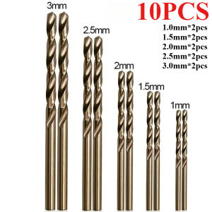 10/9/5PCS HSS M35 Cobalt Drill Bits 1-5mm for Metal Stainless Steel High-Speed Steel Cobalt Coated Drill Bit with Enhanced
