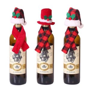New Christmas Wine Bottle Cover Santa Claus Bottles Decoration With Hat Xmas Home Party Ornament Table Decor