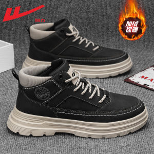 Autumn Mens Martin Boots Climbing Shoes Vintage Workwear Style Casual Sporty Short Fur Lined mid Heel round Toe Leather Patchwork