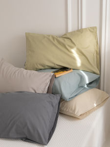 Cute Pure Cotton Pillowcases Matching Set of Two Solid Color Flannel Pillow Covers Home Bedding 48x74cm Single Person Use