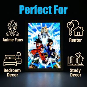 Bandai | HOT LED Lamp Kakaro Vegeta Light Paninting Picture Frame Art Wall Room Decoration Lamp Fans Collection Friend Christmas Gifts
