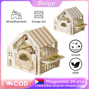 Beige Elegant Kids Playhouse Tent with Carriage - Indoor Play Area for Boys and Girls Polyester Material 1-5 Years