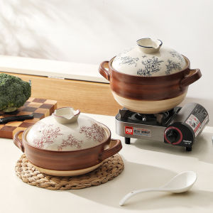 Nồi đất sét donabe truyền thống của Nhật Bản 2.5L/3.5L-Bếp ga hầm an toàn với lỗ thoát hơi & tay cầm kép phòng thí nghiệm Đã thử nghiệm chịu nhiệt 1000 ° F gốm tráng men chống nứt cho súp/gạo (không có BPA an toàn cho máy rửa chén)