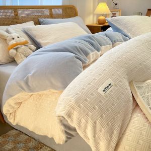 Student Friendly Milk Velvet Bedding Set For Winter Autumn