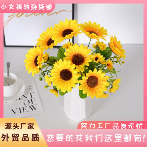 Bó Hoa Hướng Dương Giả Trang Trí Phòng Khách Nhà Mới Đồ Trang Trí Nhà Sáng Tạo Hoa Khô Trang Trí Hoa Tươi Bằng Vải Nhung