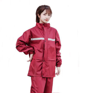 ชุดเสื้อและกางเกงกันฝน ชุดกันฝน สีกรมท่า เสื้อกันฝน มีแถบสะท้อนแสง เสื้อกันฝนมอเตอร์ไซค์ เสื้อกันฝนแบบพกพาผู้ใหญ่