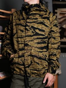 Gold Tiger Spot Tiger Pattern Camouflage Hoodie Windproof Jacket US Army ECWCS Hooded Outwear Improved Replica