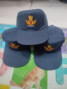 topi sekolah SMP biru polos bordir TUTWRI isi 20 pcs bahan seragam sekolah