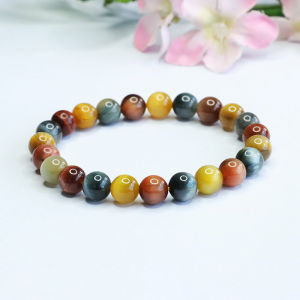 TIMESWIND with Certificate Dreamy Multicolor Tiger Eye Stone Round Beaded Bracelet for Women