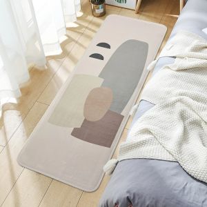 VIKAMA Minimalist Geometric Strip Carpet Non-Slip Soft Washable Mat Living Room Bedroom Bed Blanket Home Decoration