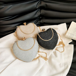 Lady Princess Fashion Women Bag K-style 2024 New Arrival Shoulder Messenger Bag Popular Shiny Versatile Chain Heart Bag