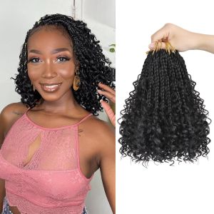 Tóc Tết Goddess Box Braids 8 Inch Kiểu Boho Đã Được Tạo Vòng Sẵn Đuôi Xoăn 8 Búi Tóc Tết Tổng Hợp Dành Cho Nữ