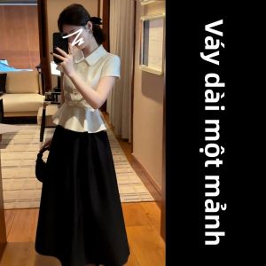 PEIZIXUAN | Đầm Dài Mới Mùa Hè Sang Trọng Màu Đen