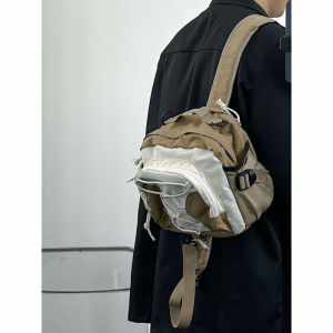 กระเป๋าเป้สะพายหลังมีสไตล์เฉพาะตัวออกแบบเองกระเป๋าสะพายข้างสีตัดกันอเนกประสงค์ขนาดมินิสำหรับผู้ชายกระเป๋าถือสะพายหลังสไตล์วินเทจใบเล็กสำหรับผู้หญิง