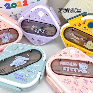 Sanrio Hộp Cơm Nhựa Mẫu Mới Hộp Cơm Nhật Hàn Ba Ô Có Thể Lò Vi Sóng Hộp Bảo Quản Nhân Viên Văn Phòng Học Sinh Hộp Cơm Hộp Cơm