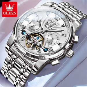 OLEVS Classic Mens Watches Tourbillon Multi-function Full Automatic Men Watch High end Male Wristwatches