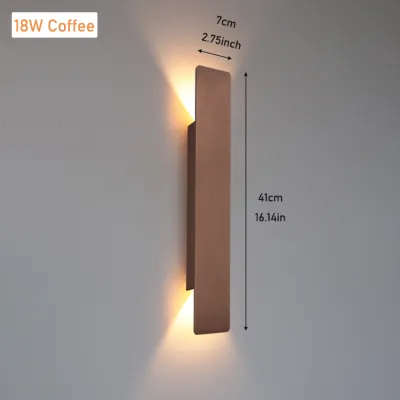 Modern LED Wall Light Up & Down Lighting Gold & Coffee Finish Indoor/Outdoor Waterproof Options for Porch Garden Garage