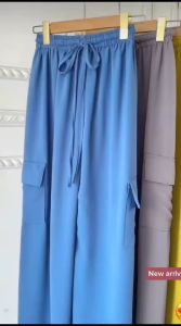 kulot crinkle jumbo celana cargo wanita bahan tebal