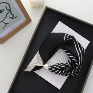 Khăn Choàng Lụa Dài Hình Chữ Nhật Mùa Xuân Thu Có Khóa Từ Hình Ngọc Trai Trang Sức Cổ Cho Nữ Trang Trí Thời Trang Polyester