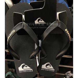 Quiksilver Mens Black Summer New Black Solid Color Flats Quick-Dry Non Slip Beach Flip-Flops Flip-Flops