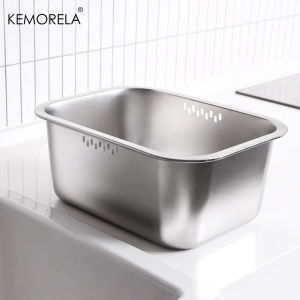 Portable Washing-up Bowl 10L Large Stainless Steel Dishpan Multipurpose Kitchen Sink Bowl Dish Tub Vegetable Washing Basin
