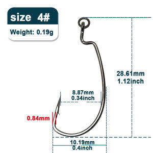 25Pcs Ewg Hooks with Ring Worm Offset Hook Bass Texas Rig Hooks FOR Saltwater Freshwater