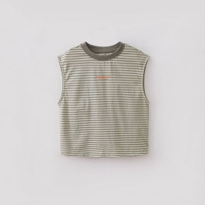 Marc&Janie | Striped Sleeveless Cotton Backless T-shirt