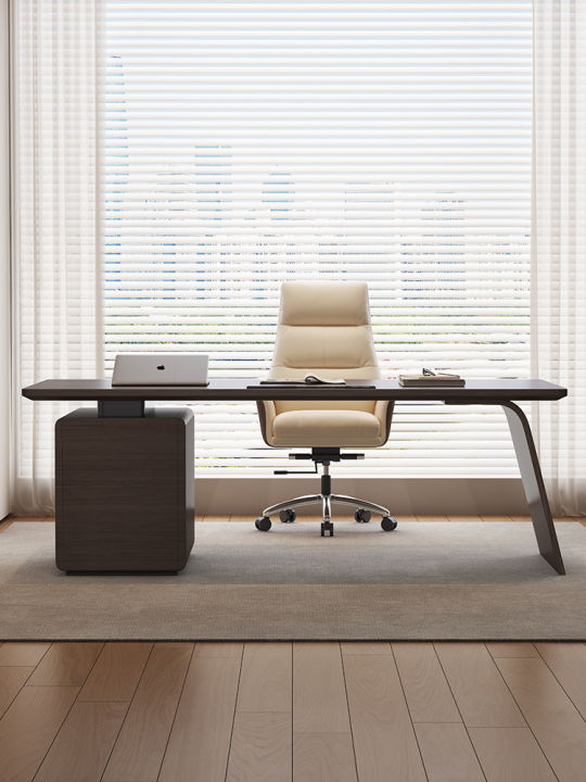 Modern Minimalist Designer Home Office Desk Solid Wood Italian Style Luxury Simple Sensation Smoke Wood CEO Executive Desk