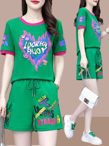 Summer Sporty Womens Short Set Casual Running Shorts Two-Piece Outfit Fashionable plus Size Sleeveless Ensemble for Women