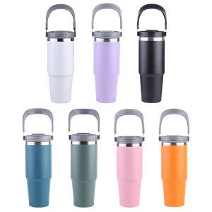 【New Arrival】 Travel-Friendly 30oz Double-Layer Vacuum Insulated Water Bottle with Handle Stainless Steel for Outdoor Adventures