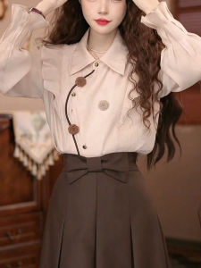 Casual Commute Polo Shirt Womens Loose Fit Floral Design Korean Style Autumn New Arrival Rectangle  Pear Body Type