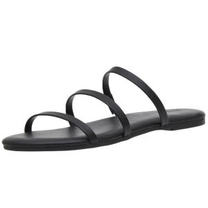 Flat Bottom Ladies Slippers Roman Style Comfortable Memory Foam Insole Shock Absorption Foot Pad Black Strap Cool Slippers